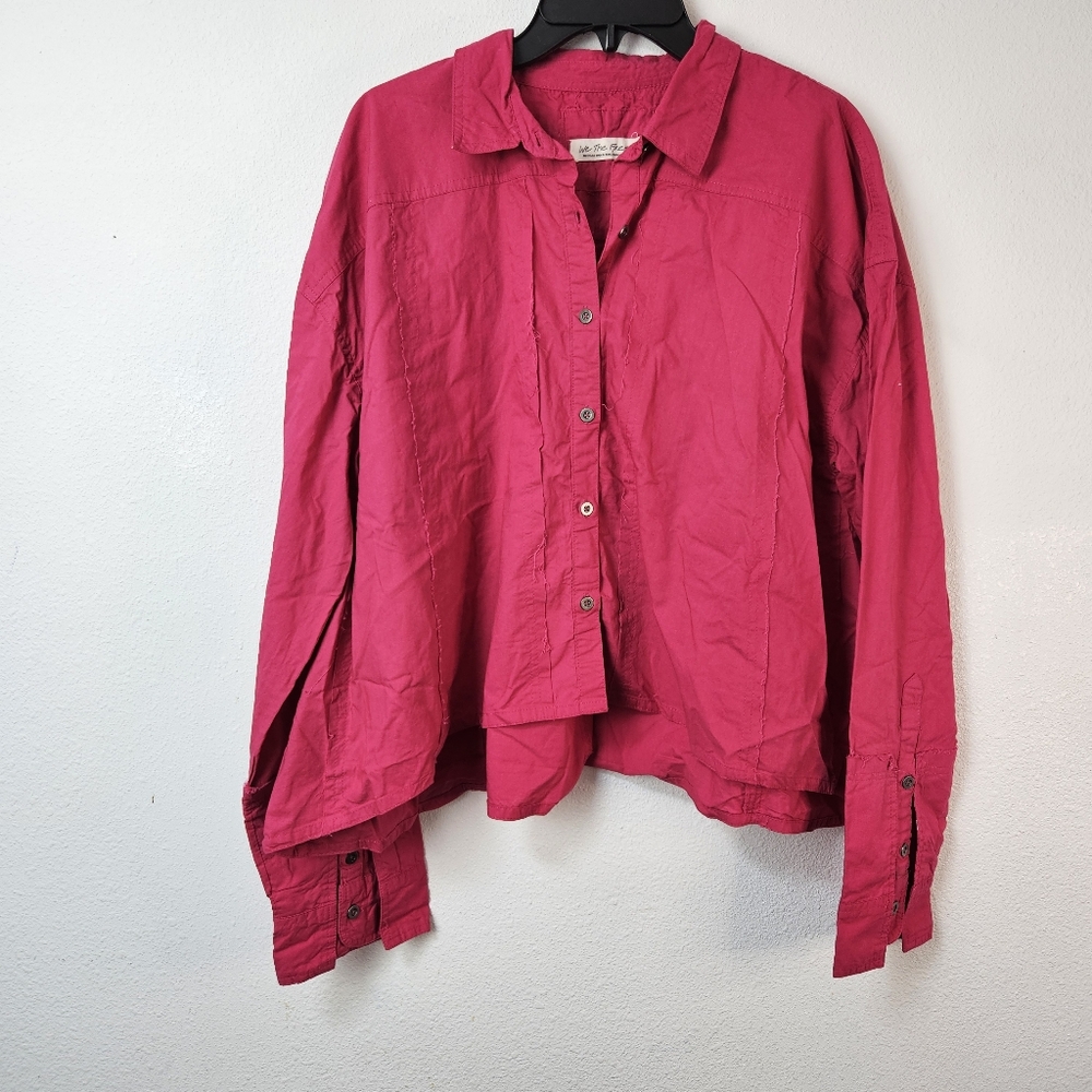 We The Free Remade Poplin Shirt in Pink Size Medium Oversized